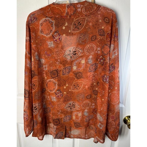 C J Banks Blouse Women's 2X Romantic Feminine Ruffled Neckline Gold Glitter - Picture 5 of 9